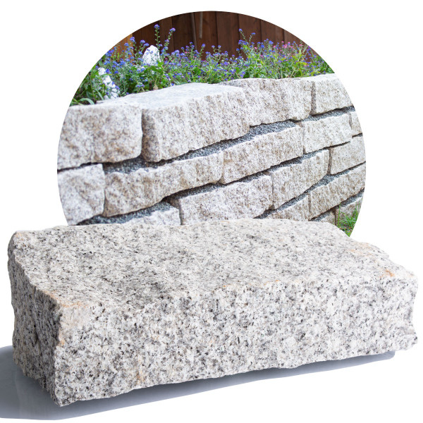 Granit Mauersteine hellgrau 40x20x10 cm