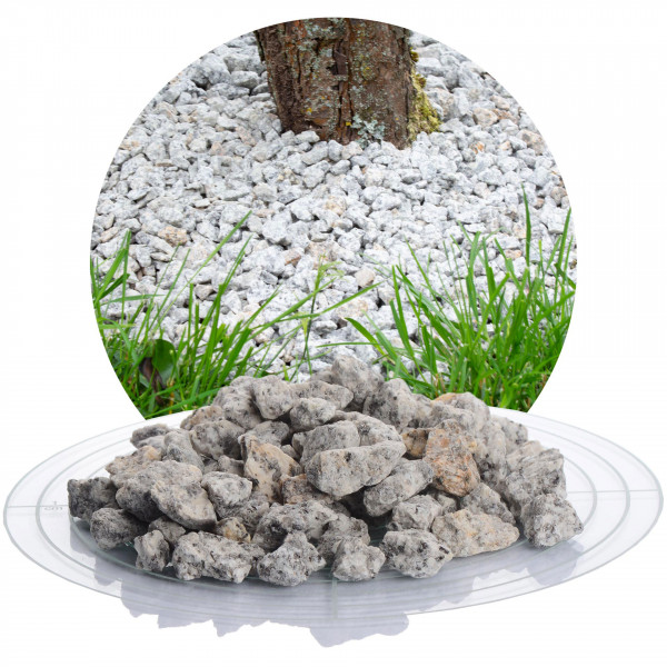 Ziersplitt Granit grau 8-16 mm 25 kg Sack Splitt Wegstein Naturstein Aquarium 