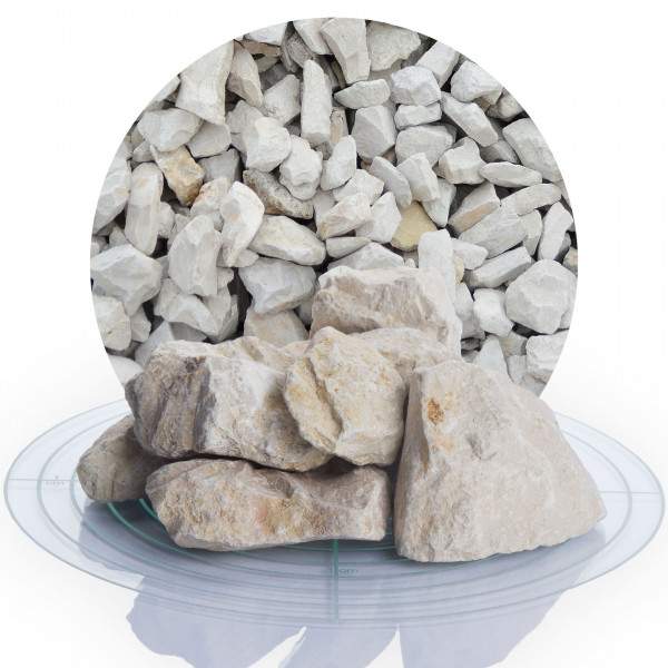 Kalk Gabionensteine beige 32-60 mm